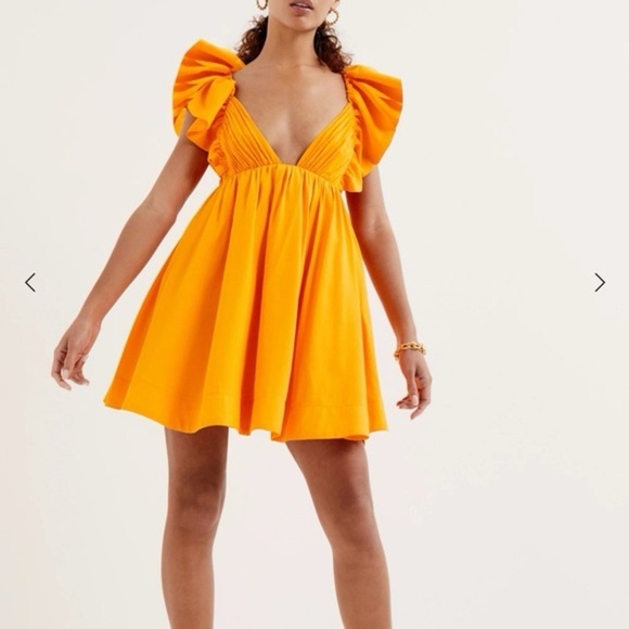 For Love and Lemons Clementine Dress Orange medium Flutter Sleeve Backless (SD2) - Picture 1 of 9